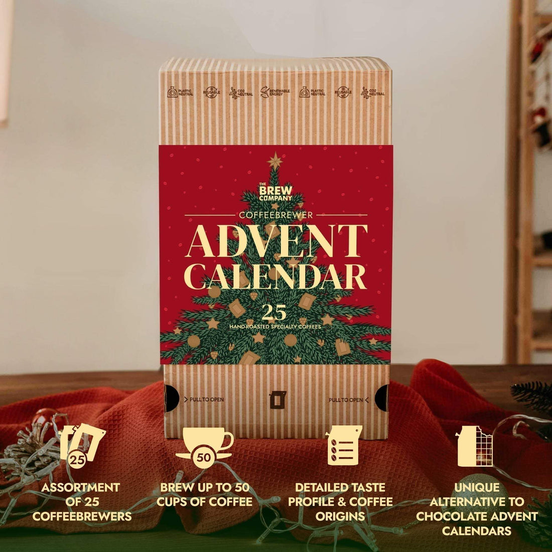 exklusive Kaffee- und Teepräsentkörbe Adventskalender mit 25 handgerösteten Spezialitätenkaffees